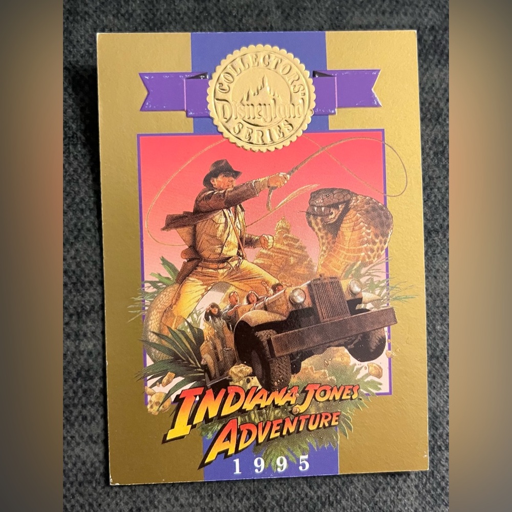 Vintage Disneyland Indiana Jones Adventure Collectible Card.
